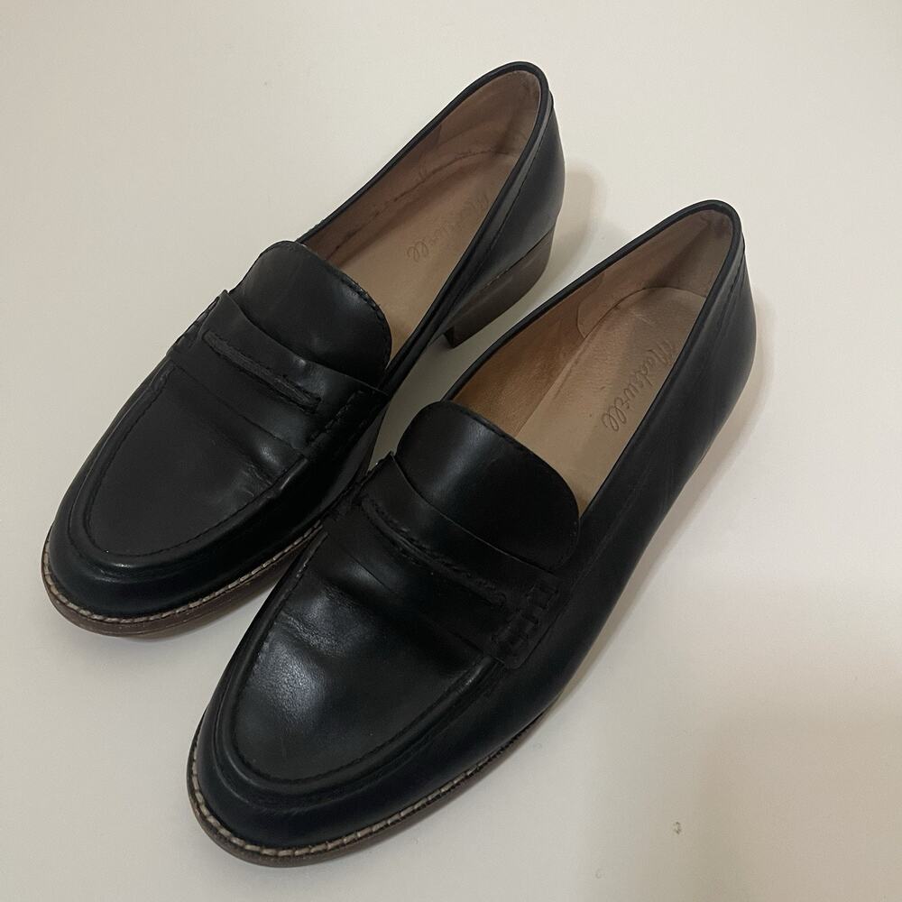 MADEWELL The Elinor Loafer true black leather slip on size 10 $158